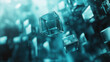 © Muhamad - Abstract teal cubes. Concept of technology, innovation, and digital future.