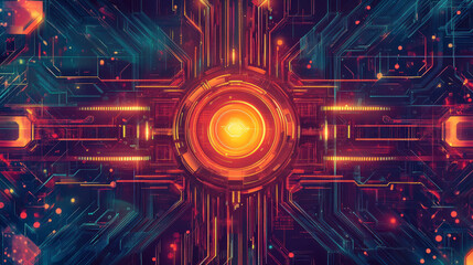 Poster - artificial intelligence with circuit electric line style. digital futuristic machine learning design