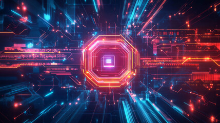 Poster - artificial intelligence with circuit electric line style. digital futuristic machine learning design