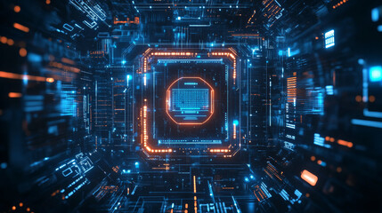 Poster - artificial intelligence with circuit electric line style. digital futuristic machine learning design