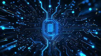 Poster - artificial intelligence with circuit electric line style. digital futuristic machine learning design