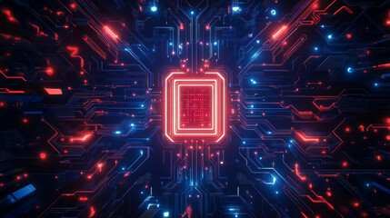 Poster - artificial intelligence with circuit electric line style. digital futuristic machine learning design