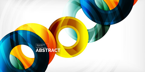 Poster - Bright colorful circles with light effects. Abstract background