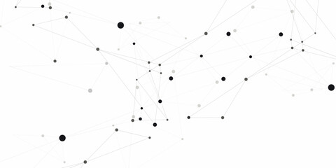 Fototapete - Biology symbol internet design. Abstract science research global connectivity. Vector connect dots and lines design