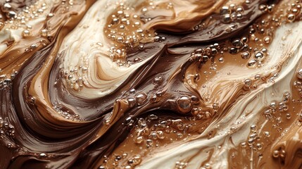 Poster - Delicate swirls and bubbles of mocha mousse form an artistic blend of rich colors that tempt the senses with their creamy texture and depth