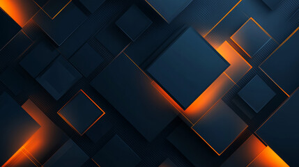 Poster - Abstract geometric dark blue and orange square theme overlap background for graphic design. Eps10 vector