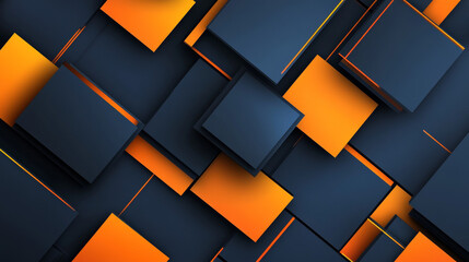 Poster - Abstract geometric dark blue and orange square theme overlap background for graphic design. Eps10 vector
