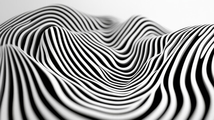 Poster - Elegant abstract design featuring monochrome wavy fine lines intertwined against a white background