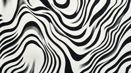 Poster - Elegant abstract design featuring monochrome wavy fine lines intertwined against a white background