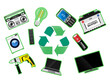 © antoniofrancois - Electronic waste recycling bin vector illustration, e-waste container