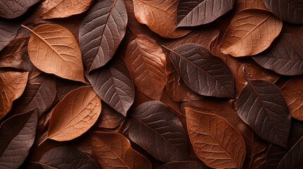 Poster - A beautiful arrangement of mocha mousse leaves creates a rich and warm natural background, perfect for evoking feelings of serenity and coziness