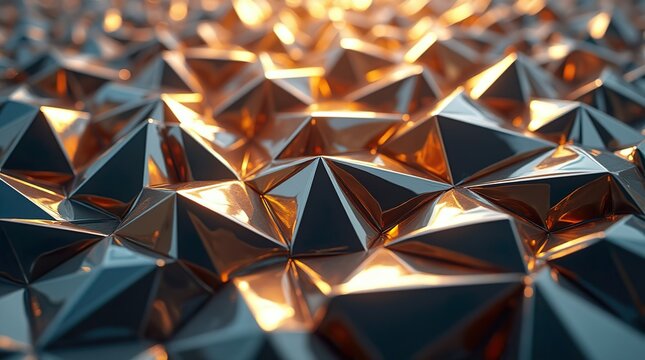 Dynamic Metallic Geometry: A Close-Up of Intricate Triangular and Polygonal Patterns