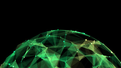 Poster - Vector sci-fi colors sphere with particles and lines. Concept network connection. Frame sphere. Abstract technology background.
