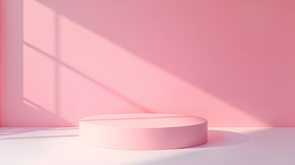 Aufkleber - A podium on a Pink background with lighting, space for product design