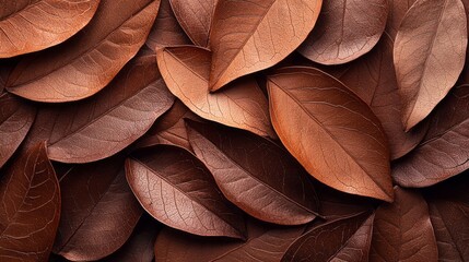 Poster - Delicate leaves create a textured composition, showcasing rich mocha hues that evoke warmth and serenity in a natural setting