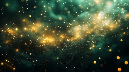 Wall Mural - light green and gold style, starry background