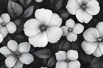 Wall Mural - Monochrome Floral Illustration