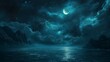 © Niken - Dramatic background of night sky, thunderstorm, lightning over the sea.