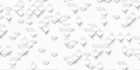 Poster - diagonally arranged up and down folded sparse white plane squares on white background wallpaper bann