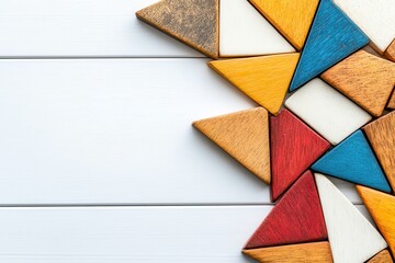 Colorful Tangram Pieces on White Background