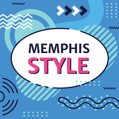 Fototapete - Memphis style background featuring geometric shapes, bold colors, and playful design elements, creating a vibrant and retro inspired aesthetic