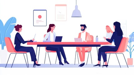 Poster - Business Meeting: Collaborative Teamwork in Modern Office Setting