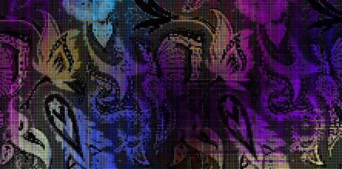 Fototapete - Abstract halftone textured illustration. Vector blur paisley ornamental decorative background with halftone effect.