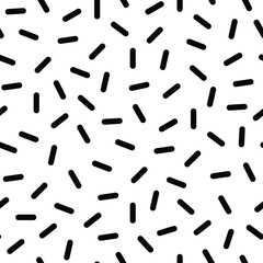 Poster - seamless pattern featuring small, rounded black lines scattered randomly on a white background, crea