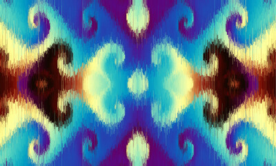 Aufkleber - This vibrant and artistic abstract pattern is created in striking blue and gold tones