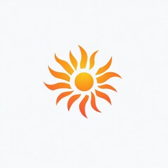 Wall Mural - stylized sun icon, orange and yellow, isolated on white background.