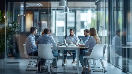 Poster - Modern Office Meeting: Team Collaboration and Strategic Planning