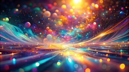 Aufkleber - Surreal Abstract Bokeh Texture Background Featuring Colorful Laser Holographic Effects and Dreamlike Light Patterns for Creative Imagery and Visual Art Projects