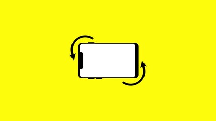 Poster - Turn your phone rotation. Rotate smartphone icon on yellow background. Device rotation symbol.