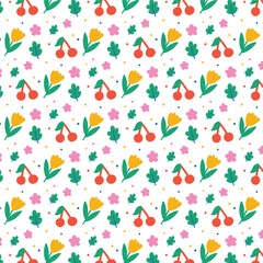 Fototapete - Abstract floral print illustration set featuring a creative collection of contemporary flower collages. Includes seamless patterns and poster designs with vintage, organic hand-drawn nature doodles. S