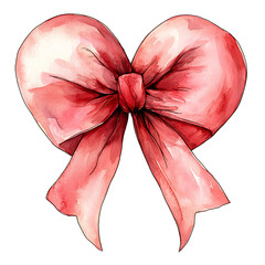 Wall Mural - beautiful watercolor red heart shaped bow, perfect for Valentine Day decorations and gifts, radiating love and charm