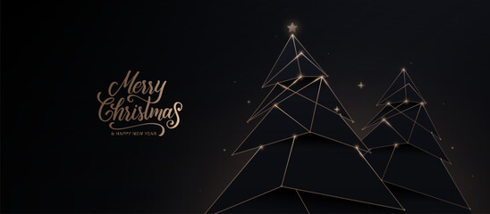 Poster - Elegant Black Christmas Tree Background