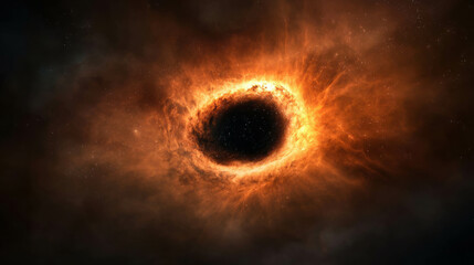 Wall Mural - floating black hole amidst ruins of shattered cosmic landscape in space