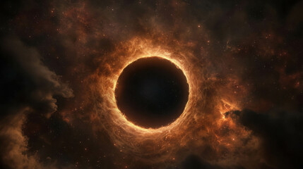 Wall Mural - Dark Cosmic Sphere Floating Amidst Ruins of Shattered Celestial Bodies