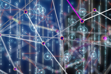 Fototapete - Neural network 3D illustration. Big data and cybersecurity - 3d