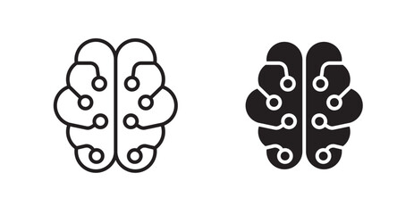 Poster - AI brain flat simple vector symbols illustration.