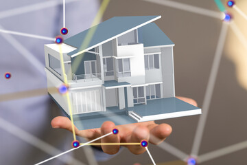 Poster - home choice Big data and artificial intelligence concept. Machine learning and cyber mind domination