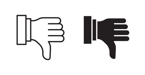 Poster - Thumbs down flat simple vector symbols illustration.