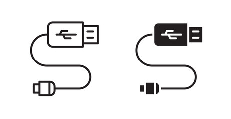 Poster - USB cable flat simple vector symbols illustration.