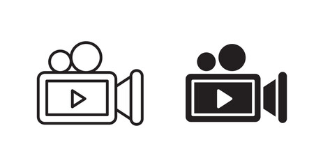 Poster - Video camera flat simple vector symbols illustration.
