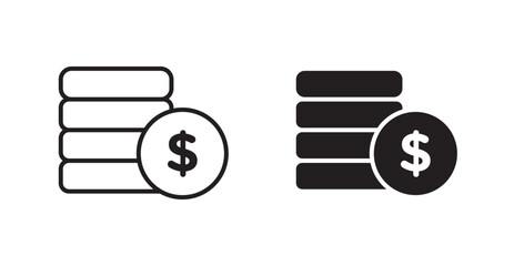 Aufkleber - Money coin flat simple vector symbols illustration.