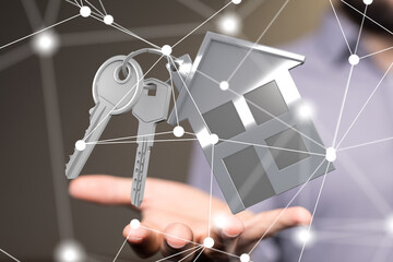 Poster - home choice Big data and artificial intelligence concept. Machine learning and cyber mind domination