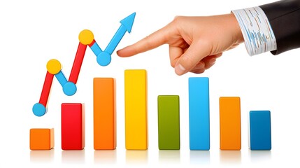 Poster - A professional pointing at segmented market data displayed in a simple format on a white screen.