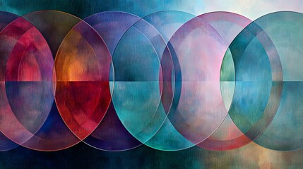 Aufkleber - A symbolic depiction of classification as layered circles with soft edges and subtle colors.
