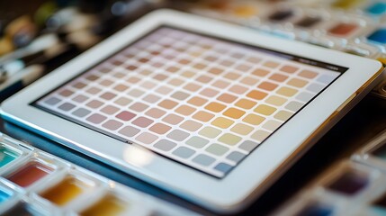 Poster - A classification chart with a muted color palette displayed on a sleek, digital tablet.