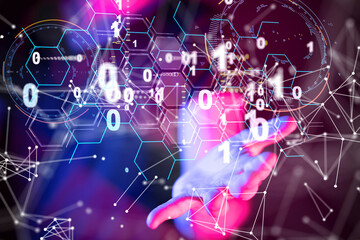 Aufkleber - Neural network 3D illustration. Big data and cybersecurity